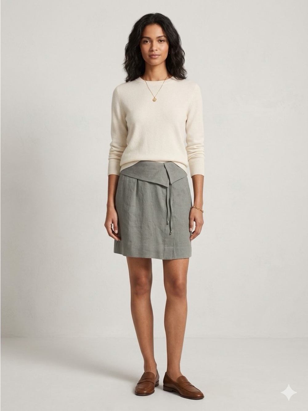 Vince linen Fold-Over Waist Skirt
